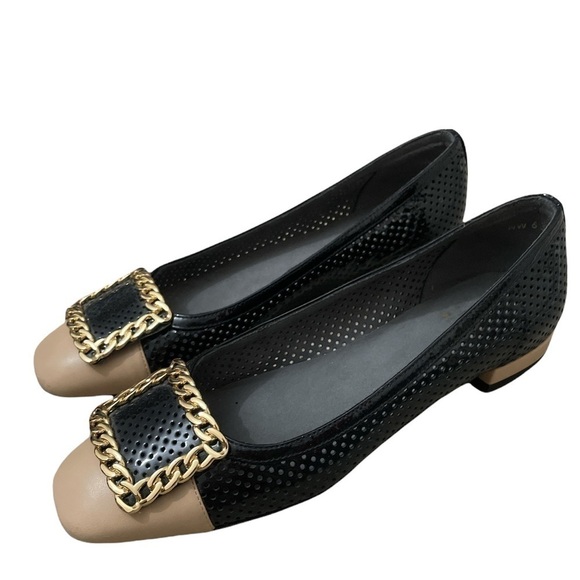 Stuart Weitzman two toned leather classic chic minimalist flats Made in Spain - Picture 4 of 16